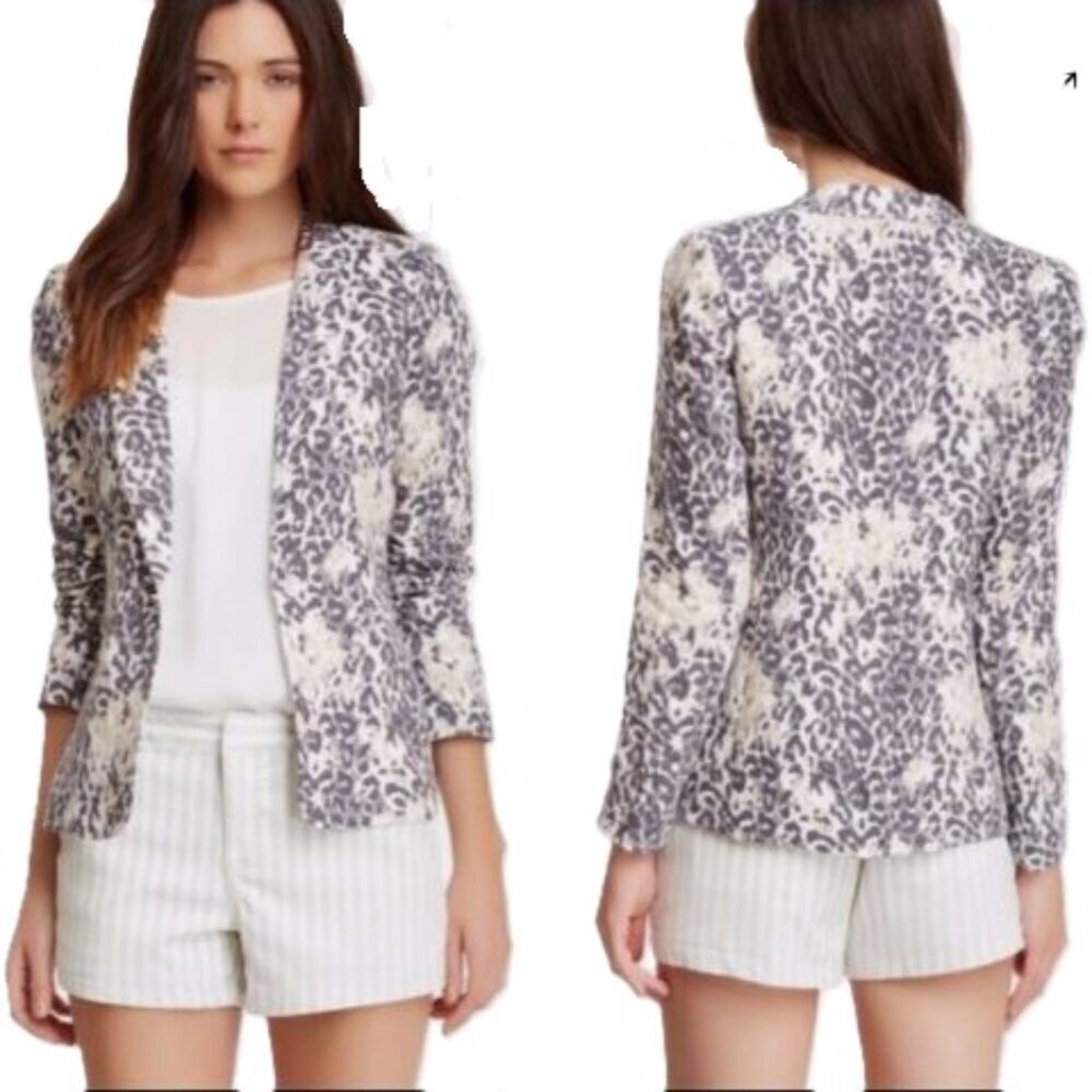 Joie Mehira B Linen Animal Leopard print Blazer